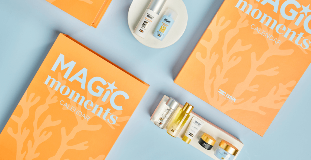 calendario ISDIN MAGIC moments con 9 mini tallas de producto