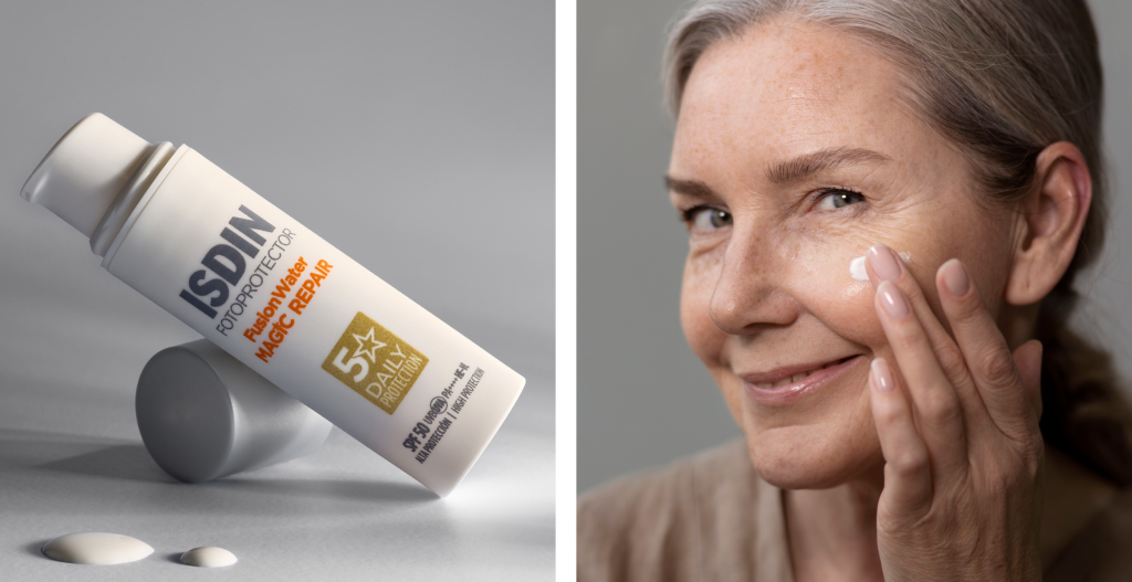 fotoprotector isdin magic repair con triple acción antifotoenvejecimiento y glicación