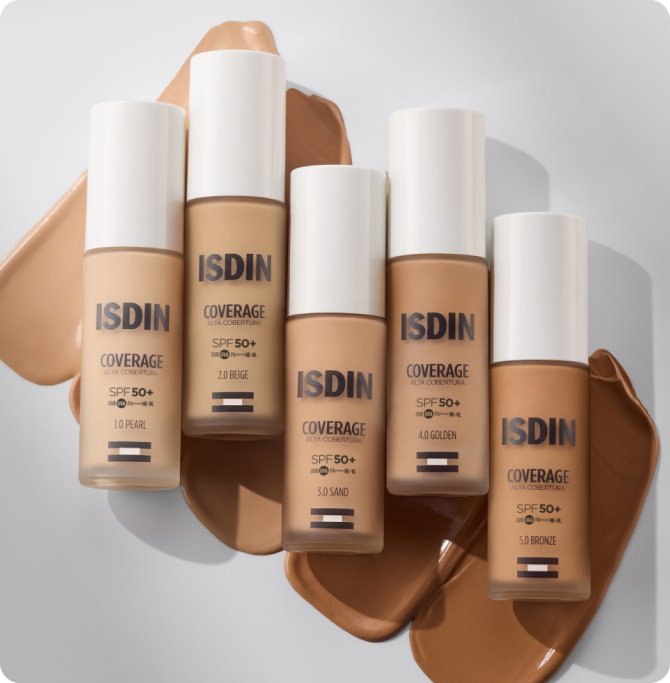 Maquillaje ISDIN Coverage SPF 50+ en cinco tonos con cobertura alta
