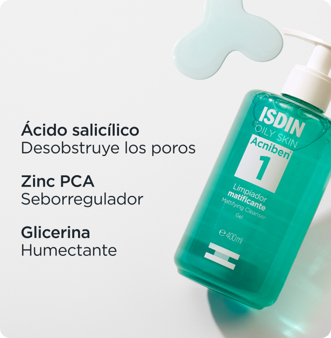 Acniben Limpiador Matificante con ácido salicílico, Zinc PCA y glicerina.