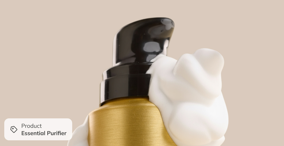Essential Purifier cleanser with creamy foam, gently cleansing skin without stripping moisture in winter skincare