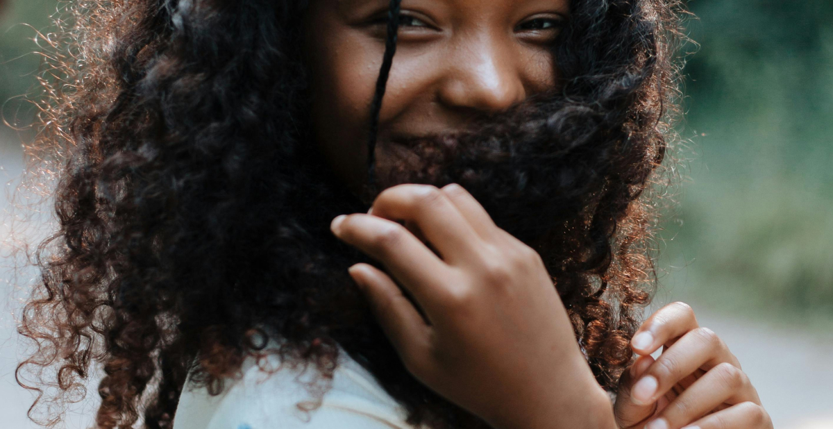 Woman with beautiful curly hair